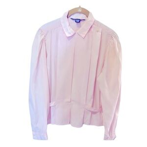 Vintage Katelyn Court Soft Pink Chiffon Long Sleeve Blouse with Pleats. Size = S